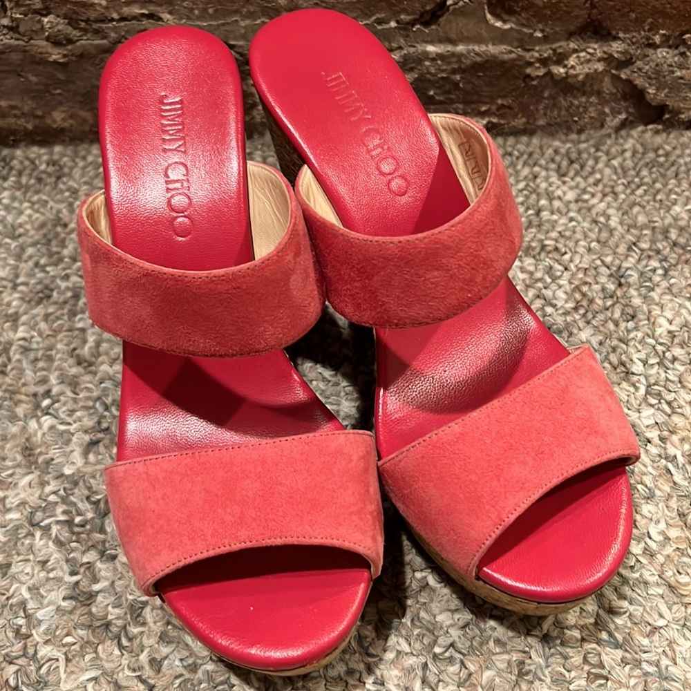 Jimmy Choo Pink Suede Wedge